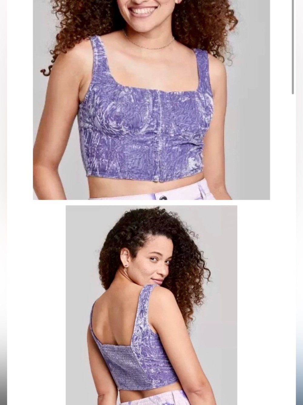 Wild Fable Crushed Velvet Purple Crop Tank Top - L
